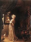 Frans van Mieris Woman before the mirror - detail painting